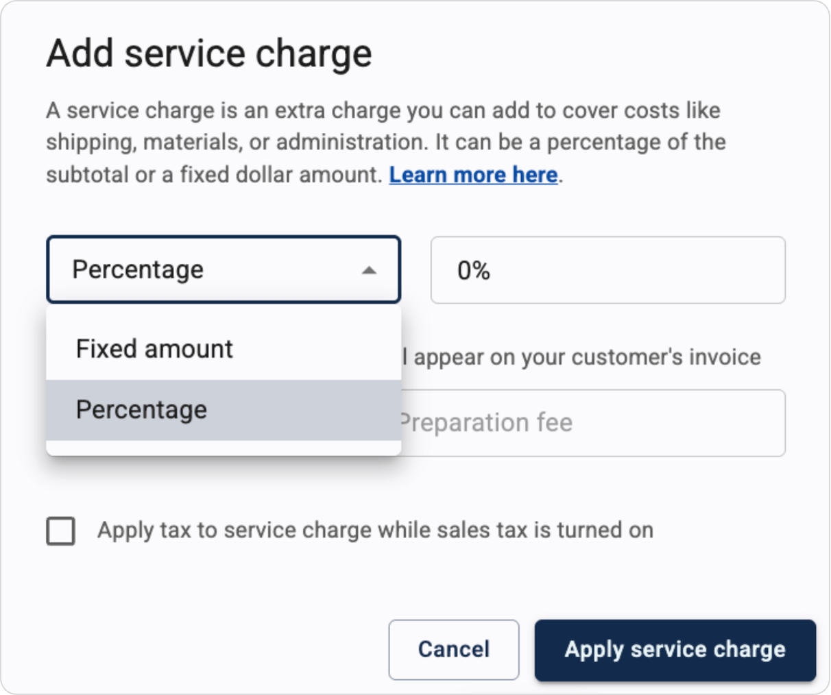 Update Service Invoice Product Update: Service Charges now available in Invoicing